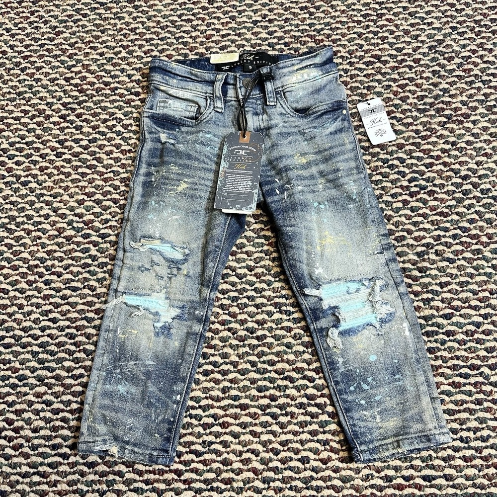 NWT Jordan Craig Legacy Edition Distressed Jean Egg Shell Blue Boys Sz 3 Toddler